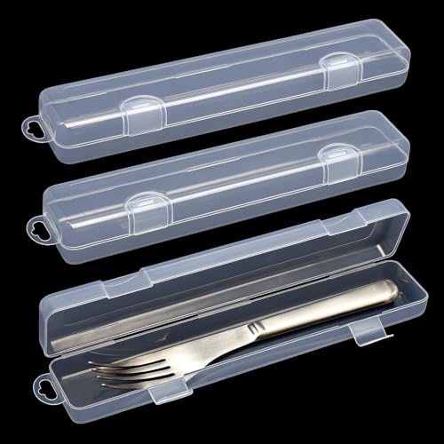 TMZELOA Besteckbox für Unterwegs, 3 Stück 27cm Kunststoff Tragbarer Besteckkasten Tragbare Besteckbox To Go Aufbewahrungsbox Wiederverwendbare für...