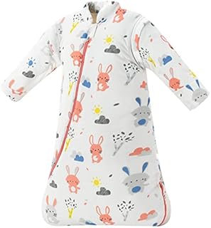Chilsuessy Baby Winter Sleeping Bag with Detachable Long Sleeves 3.5 Tog Organic Cotton Sleeping Bag for Kids Sleeping Sack for Infant Toddler, Pink chick, L/2-4 Years
