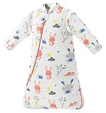 Chilsuessy Baby Schlafsack Winter, Abnehmbare Ärmel, warm gefüttert 3.5 Tog Winter Schlafsäcke Jungen Mädchen Schlafsack für Kleinkinder von 6 Monaten bis 6 Jahre, Süßer Hase, M (75-90 cm)