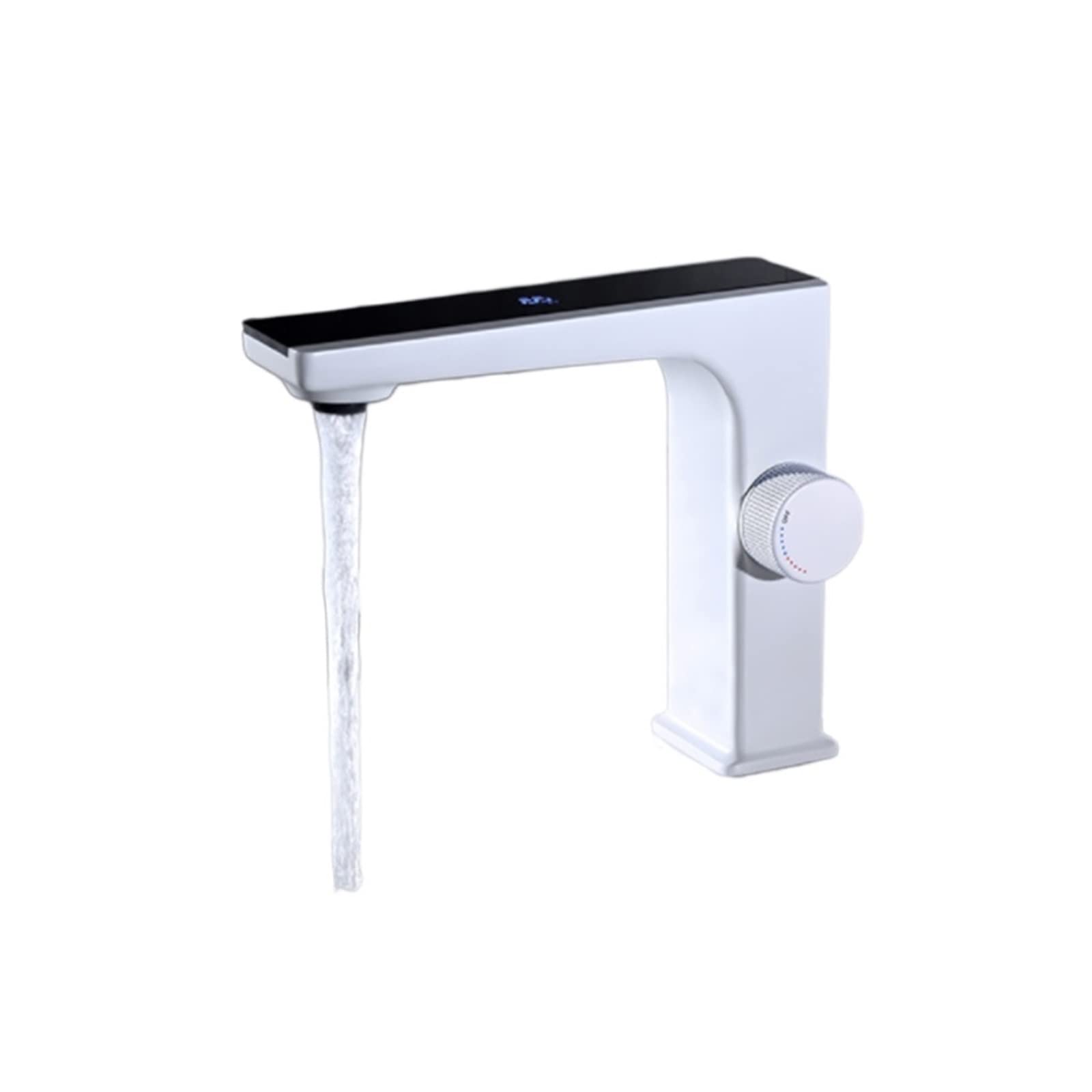 Flexible Swivel Tap, Intelligent Digital Display LED Basin Faucet Hot and Cold Water Mixer Sink Tap Bathroom Brass Gun Gray Washbasin Vanity(Bianco)