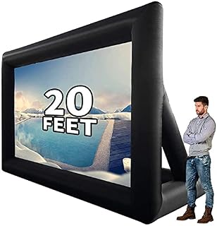 QILEBA 20 Feet Inflatable Projector Movie Screen for Outdoor, Portable Blow Up Projection Screen with Air Blower, Front/Rear Projection for Backyard Pool Party Movie Nights (20ft)