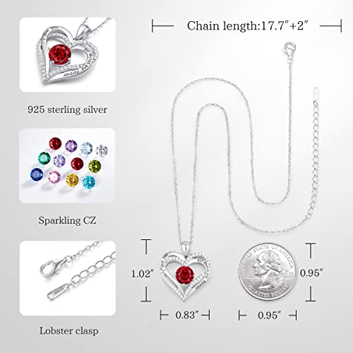 Cde Forever Love Heart Women Necklace 925 Sterling Silver Rose Gold Plated Birthstone Pendant Necklaces For Women With Cubic Jewelry Gifts Birthday Gift For Mom Women Wife Girls Her #TOP3
