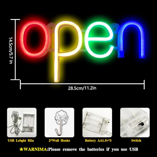 Open LED Neon Signs Light Business Hours Sign,Powered by USB or AAA Batteries Shop Window Store Signs for Cafe Bars Hotel Bookstore Restaurant Bakery Wall Decor by Fespcj - Used condition - Image 5