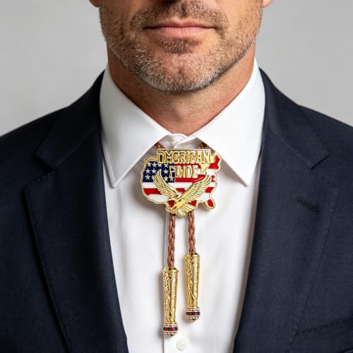 Image of GelConnie Bolo Ties for Men Women Western Cowboy Tie Mens Western Necklace Leather Necktie Gold Bolero Tie Cowboy Necklace