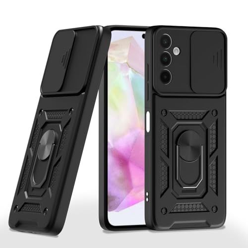 Image of Luxe Back Cover for Samsung F17 5G / Samsung A17 5G / Samsung A26 5G | D10 Tough Armor Case | Sliding Camera Shield | 360 Protection | Kickstand Ring Holder | Military-Grade Shockproof Bumper