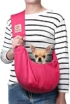 Tomkas Small Dog Sling Carrier - Zipper Pocket & Adjustable Strap - for 2-7 lbs Pets(Rose red)