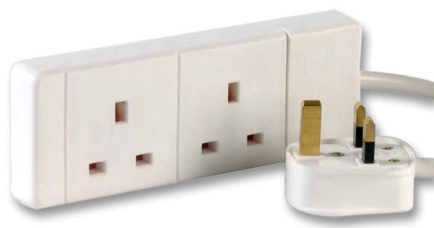 Pro Elec - 2 Gang Extension Lead, White 3m