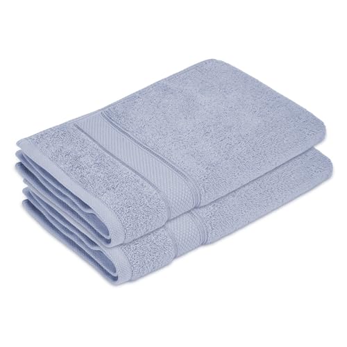 Image of BOUTIQUE LIVING Luxe Loom 100% Cotton 550 GSM Light Blue Hand Towels - Pack of 2