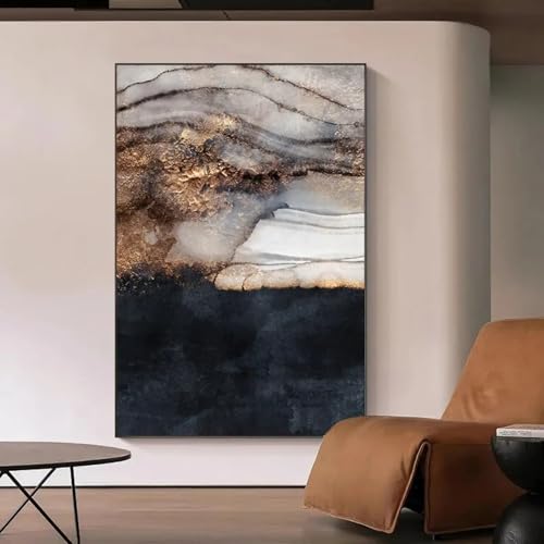 Tableau minimaliste pour mur vide salon affiche abstraite noir or sans cadre