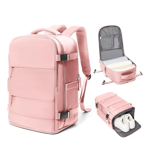Mochila de viagem coowoz unissex, grande, mala de mão, mochila para trilha, rosa, Large
