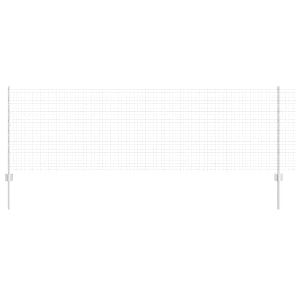 Steel Garden Fence Panel Set Silver 0.8 x 25 m with Posts Outdoor Privacy Screen for Patio Terrace Boundary