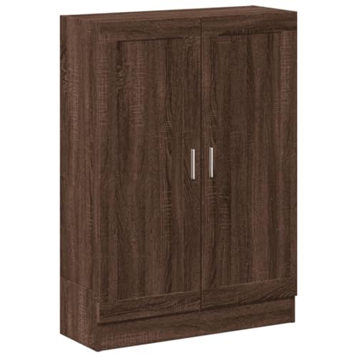 Estantería de roble marrón con acabado robusto de madera diseñada para el salón 3