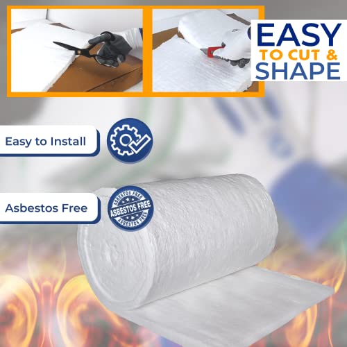 SIMOND STORE Ceramic Fiber Insulation Blanket - 8# 2400F - 1” Thick x 16” x 100” - High Temperature Insulation Blanket for Pizza Oven Furnace Forge Kiln Dishwasher Stove Fireplace Chimney Boiler - Thumbnail 5