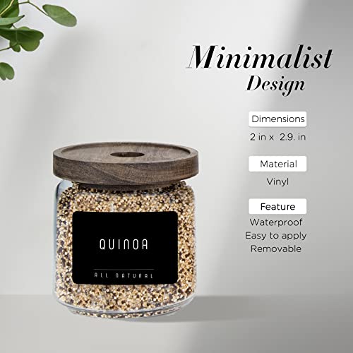 134 keukenvoorraadkasten voor containers, v2croft minimalistische stijl voorbedrukte vinyl voedselnaamstickers, organisatielabels voor potten, canisters en opslagbakken (zwart) - Image 3