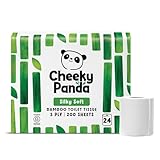 The Cheeky Panda Papel Higiénico de Bambú | 24 Rollos x 200 Hojas | 3 Capas 100% Bambú Biodegradable Sin Plástico | Paquete a Granel