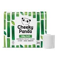 The Cheeky Panda Bamboo Toilet Rolls Bulk Buy 24 Rolls of 3 Ply Toilet Paper | Plastic Free Packaging and Sustainable Tissue Paper | White