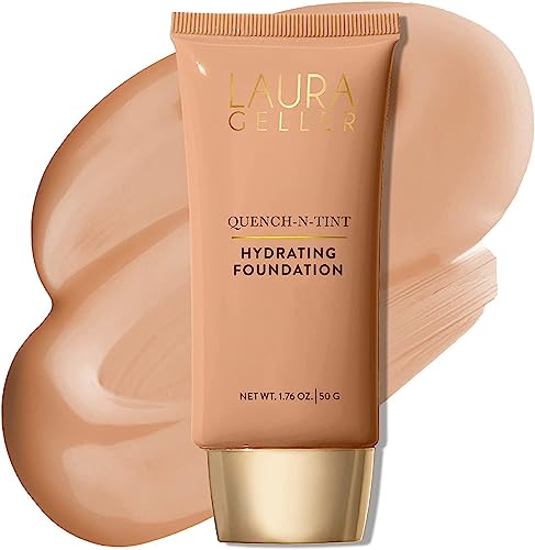 LAURA GELLER NEW YORK Quench-n-Tint Hydrating Foundation - Medium - Sheer to Light Buildable Coverage - Natural Glow Finish - Lightweight Formula with Hyaluronic Acid