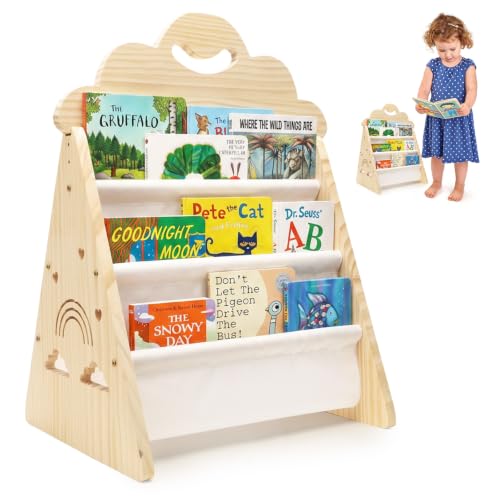 Umllpet Montessori regał na książki dla dzieci, drewniany, regał na książki do pokoju dziecięcego, organizer na książki do pokoju dziecięcego, do pokoju dziecięcego, salonu