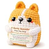 Gentle Reminder Crochet Corgi Gift, You are Enough Comfort Gift with Positive Affirmation Card, Small Handmade Self Care Gift for Women Men