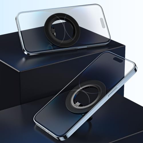 [Nortech] MagSafe リング スマホリング 360度回転 マグネット式 iPhone 17/16/15/14/13/12 Pro Max対応 超薄型3.5mm アルミニウム製 スタンド機能付き 磁気増強 Android対応(Black)