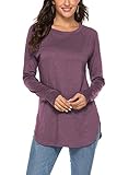 Newchoice Business Casual Tops for Women Long Sleeve Jersey Knit Basic Office Shirts (XL,Purple)