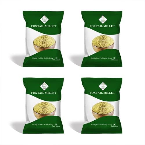 Swsth Foxtail Millet Unpolished And Natural Organic 4-Kg (Other Names of Foxtail Millet - Kangni, Kakum, Rala Thinai, Korra, Navane, Thina Kang, Rala, Kaon, Kanghu, Kangam, Kora) |Vegan | 100% Whole Grain| Low GI Millet Rice | High Protein & 100% more Fibre than Rice