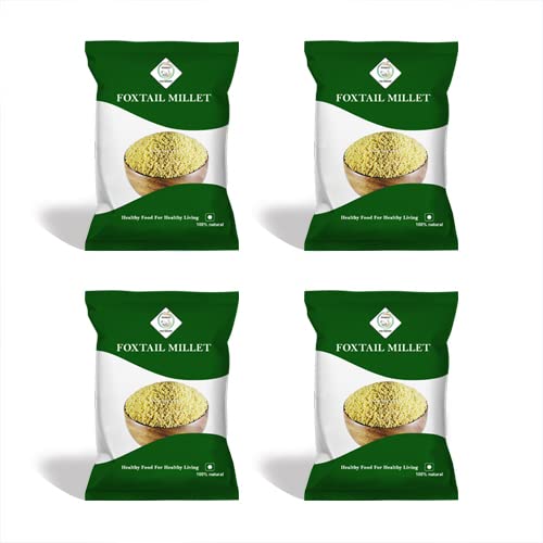 Swsth Foxtail Millet Unpolished And Natural Organic 4-Kg (Other Names of Foxtail Millet - Kangni, Kakum, Rala Thinai, Korra, Navane, Thina Kang, Rala, Kaon, Kanghu, Kangam, Kora) |Vegan | 100% Whole Grain| Low GI Millet Rice | High Protein & 100% more Fibre than Rice