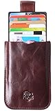 RFID Leather Minimalist Slim Wallets - Credit Card Holder Front Pocket Wallet for Men Women Brown