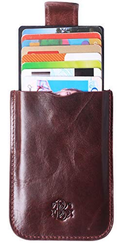 Borgasets RFID Leather Minimalist Slim Wallets - Credit Card Holder Front Pocket Wallet for Men Women Brown