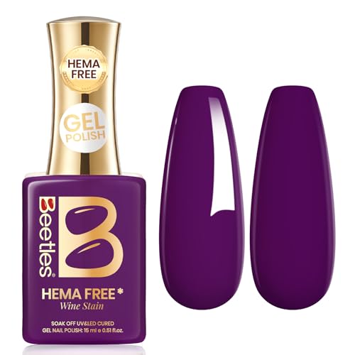 Image of beetles Purple Gel Polish Hema-Free - Wine Stain, 1pc Dark Purple Color Gel 15ml Full Size Fall Nails Soak Off UV Colorful Bottle Nail Art Manicure Gifts for Women