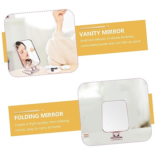 Espejo de maquillaje de mano cuadrado portátil miniatura 4
