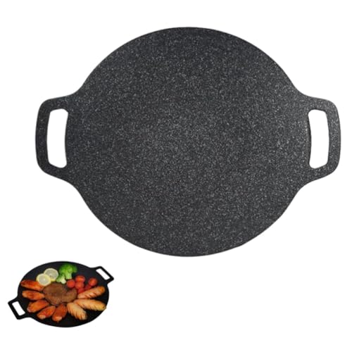 YIGECHENXIN Olla de Barbacoa Antideslizante de Doble asa, Redonda y Antiadherente, de cerámica Coreana, Ideal para el hogar, la Cocina, el Camping y Viajes (30 cm)