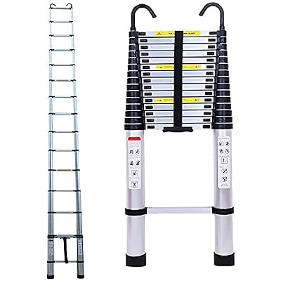 Telescoping Extension Ladder 6.2M/20.35ft Aluminium Extension Telescopic Ladder Multi-Purpose Foldable Ladders and Roof Hook Portable Space-Saving Max Load 150kg/330lb
