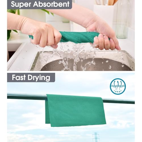 Image of LINEAR Microfiber Cleaning Cloth Roll | Kitchen Towel Roll | Cleaning Towels - Reusable and Washable Cloths for Kitchen, Washable and Reusable (20- Pack) 25 x 26 Cms (1, Green, Medium)