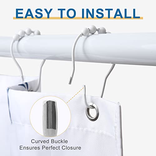 Oeh Shower Curtain Hooks, 12Pcs Shower Curtain Rings, Stainless Steel Roller Gliding Shower Hooks For Shower Curtain, Rustproof Shower Rings For Curtain, Shower Curtain, Shower Rod, White #TOP5