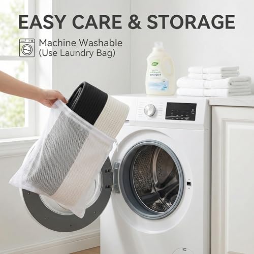 JMvicyroam 65L Extra Large Blanket Basket for Living Room - Woven Cotton Rope Laundry Hamper with Reinforced Handles - Storage Bin for Pillows, Comforters & Toys - Machine Washable,White&Black by JMvicyroam - Image 5