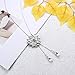 Jstyle 6Pcs Long Pendant Necklaces for Women Long Sweater Necklaces Silver Flower Tassel Disk Circle Leaf Statement Sweater Chain Necklace for Women Y Necklace Set Fashion Jewelry A