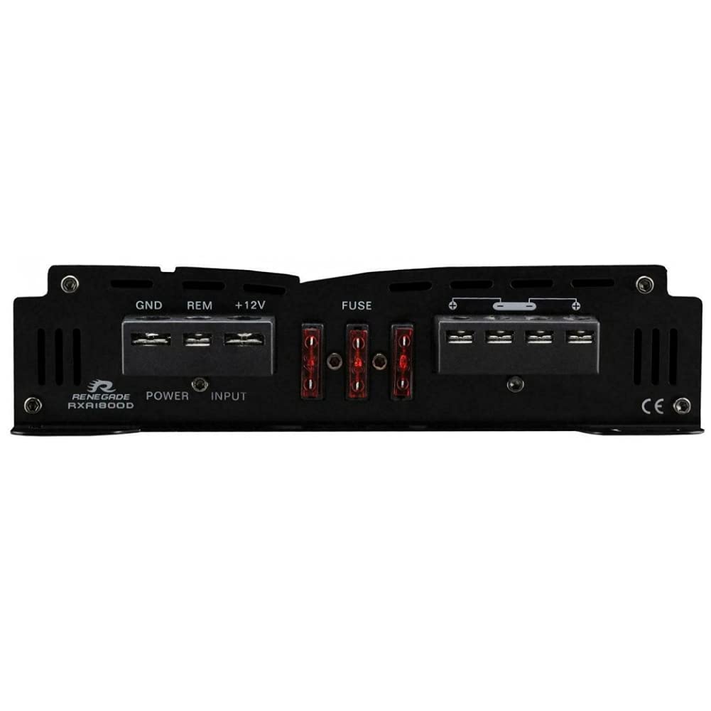 1 Amplificador RENEGADE RXA1800D RXA 1800 D monofónico Clase d 1 Canal 900 vatios rms Estable a 1 Ohm 1800 vatios máx Bass Boost spl Coche Black, 1 Pieza