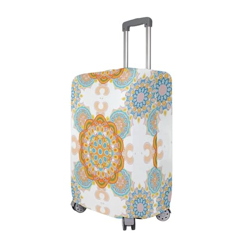 Joisal Print Suitcase Cover Custom Luggage Protector Washable Mandalas Circular Floral Blue Orange Travel Luggage Accessories, XL, Fits 29-32 Inch Case3