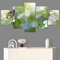 SIGNWIN 5 Panel Canvas Wall Art Modern Art Ants Butterfly Colorful Insects Minimalist Multicolor Photography for Home Decorations Ready to Hang - 60