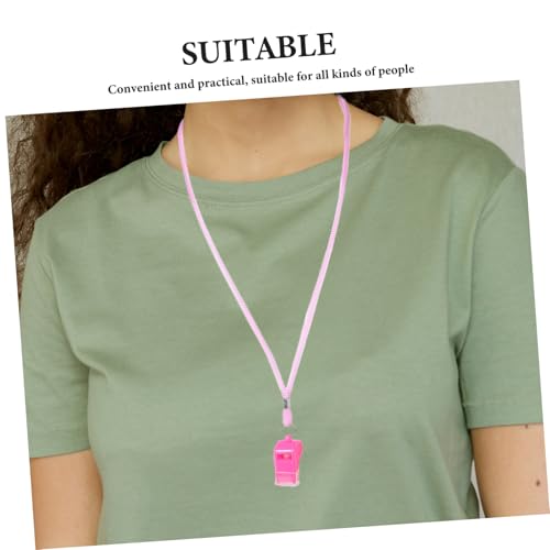 6 silbatos rosas con cordón y boquilla de plástico miniatura 3