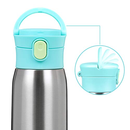 Secura Vacuum Insulated Stainless Steel Straw Water Bottle With Handle, 350Ml 12Oz, Green #TOP2