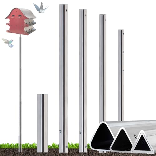 15FT Telescoping Triangular Purple Martin House Pole, Compatible with S&K Purple Martin Houses (12 & 16 Rooms), Aluminum Alloy, Easy Installation, Weather-resistant, Non-tipping, (House not included)