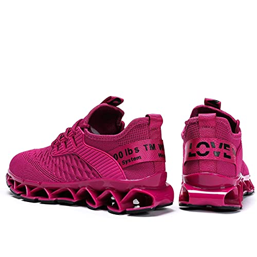 Womens Running Shoes Breathable Mesh Blade Walking Shoes Slip On Tennis Sneakers Fashion Non Slip Work Sport Gym Cross Trainer Rose 6.5 #TOP5