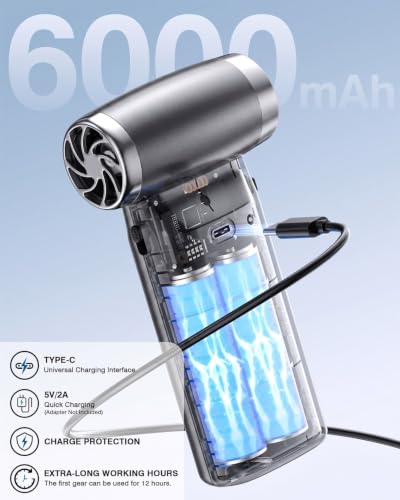Image of Electric Compressed Air Duster Cordless: 60 MPH High Wind Speed Mini Silvery Air Blower for Electronics Portable Computer Cleaner Hand Keyboard Cleaning Powerful Duster for Car Fans and Other Sences
