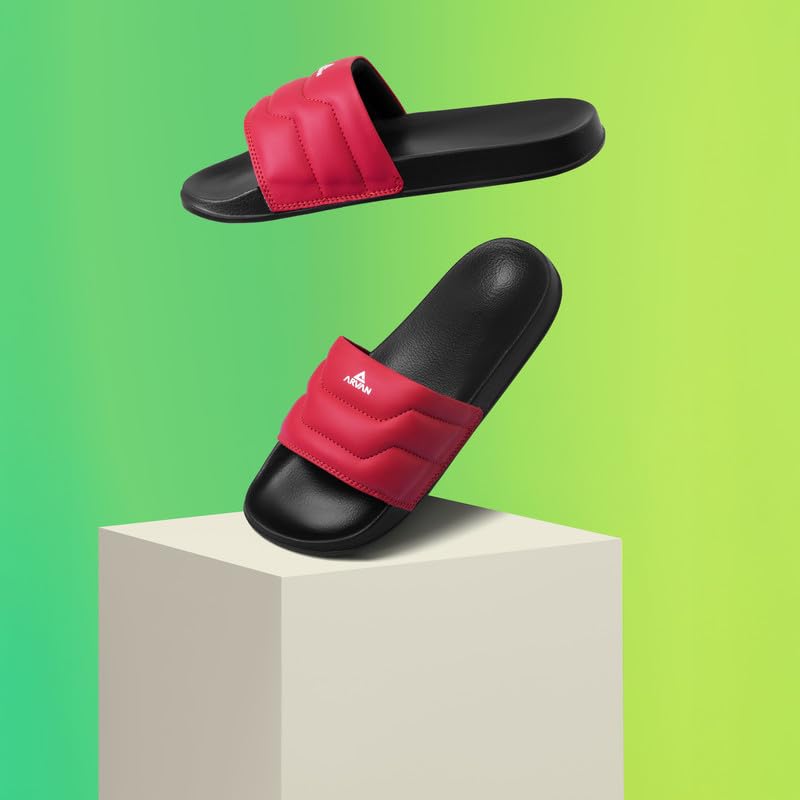 Image of ARVAN Mens Padded Strap EVA Sliders | Lightweight Slip-On Slippers with Cushioned Sole | Casual Open-Toe Slides