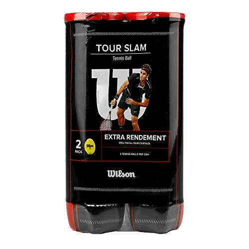 Wilson Tennisbälle, Tour Slam, 2 Dosen mit je 4 Bällen, Für alle Beläge, Gelb, WRT108901