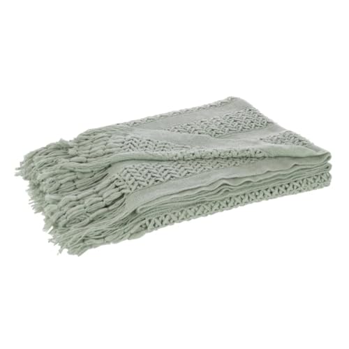 Plaid à franges TRICO vert pour vos soirées cocooning au salon - 3