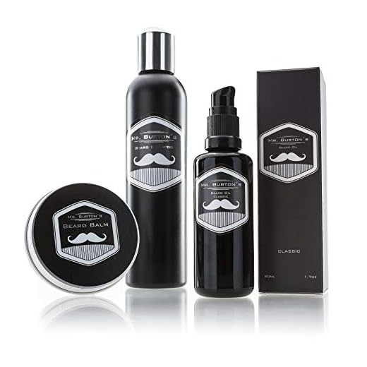 Bartpflege Set CLASSIC - 3 teilig von Mr. Burton´s. Inklusive Bartöl + Balsam + Bartshampoo