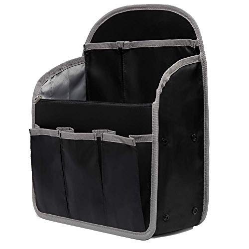 Paoixeel Lightweight Backpack Insert Organizer, 15 Pockets Nylon Rucksack Organizer Insert, Large Black #TOP7